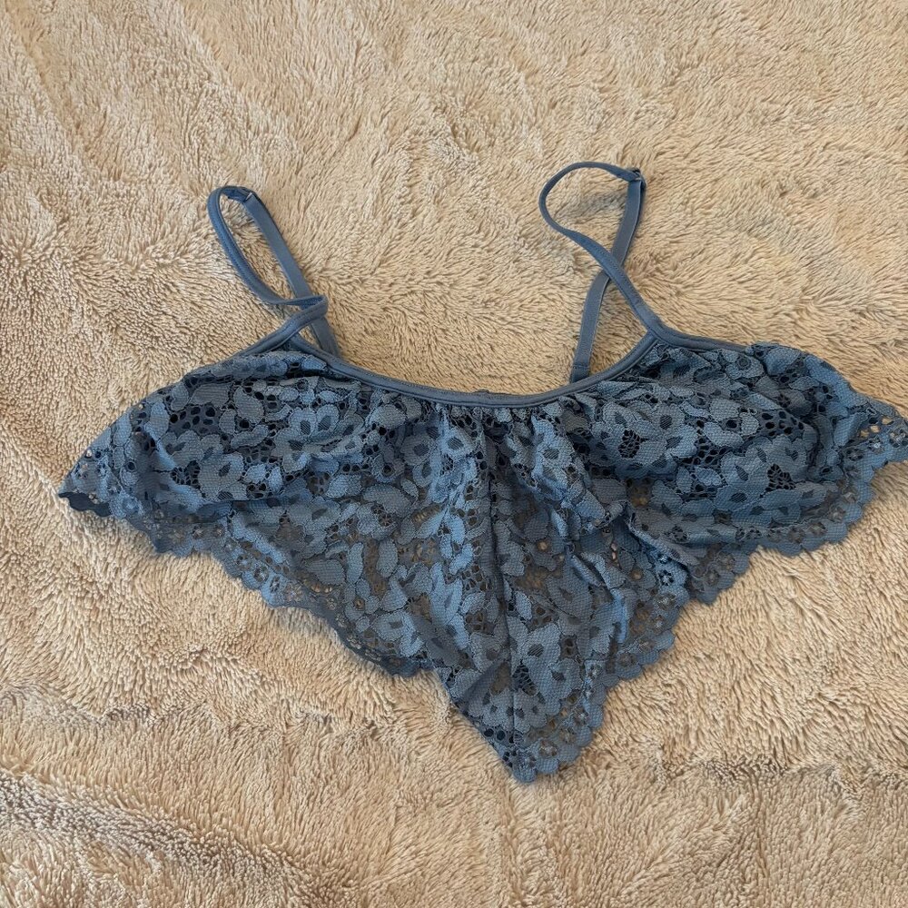 Victoria's Secret Blue Floral Lace Festival Body By Victoria Bralette